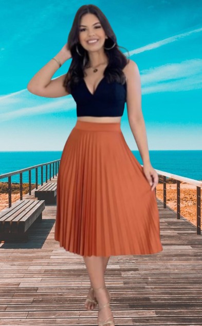 Saia Plissada Midi